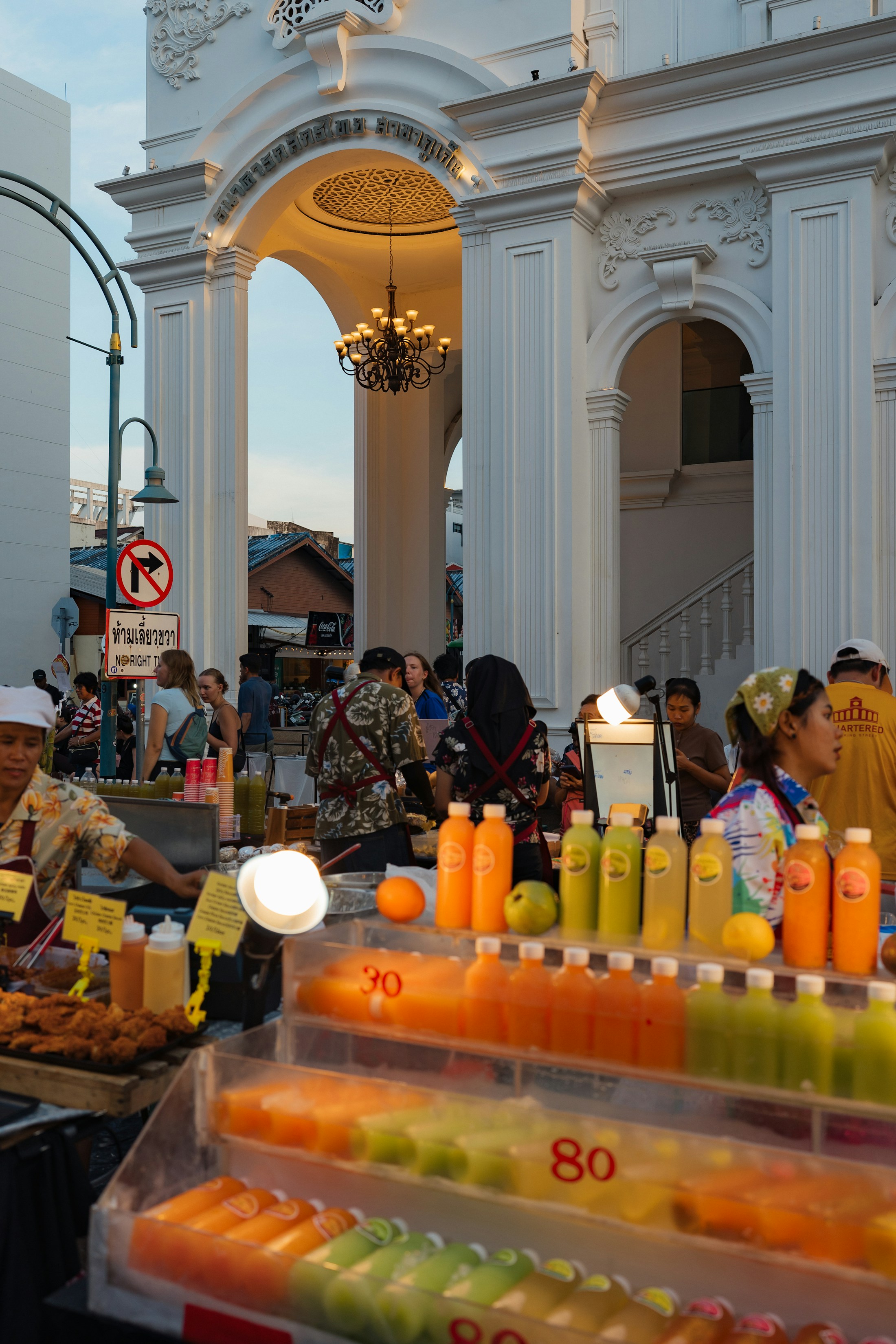 Food stalls and visitors at Phuket Old Town night market