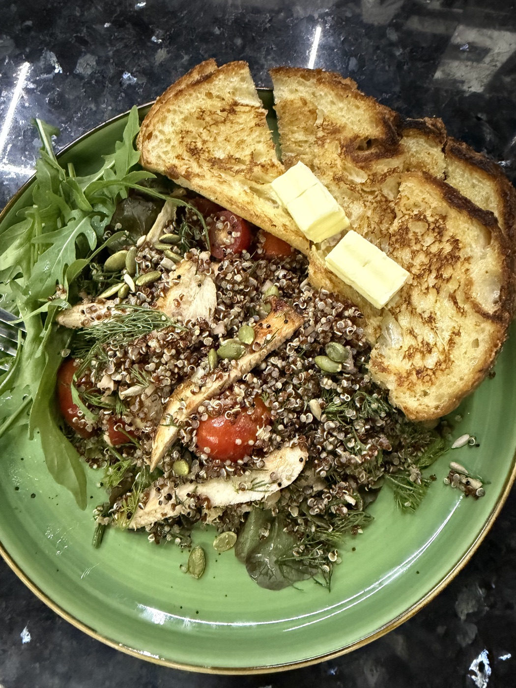 Quinoa, chicken and rocket salad served at NOURISH
