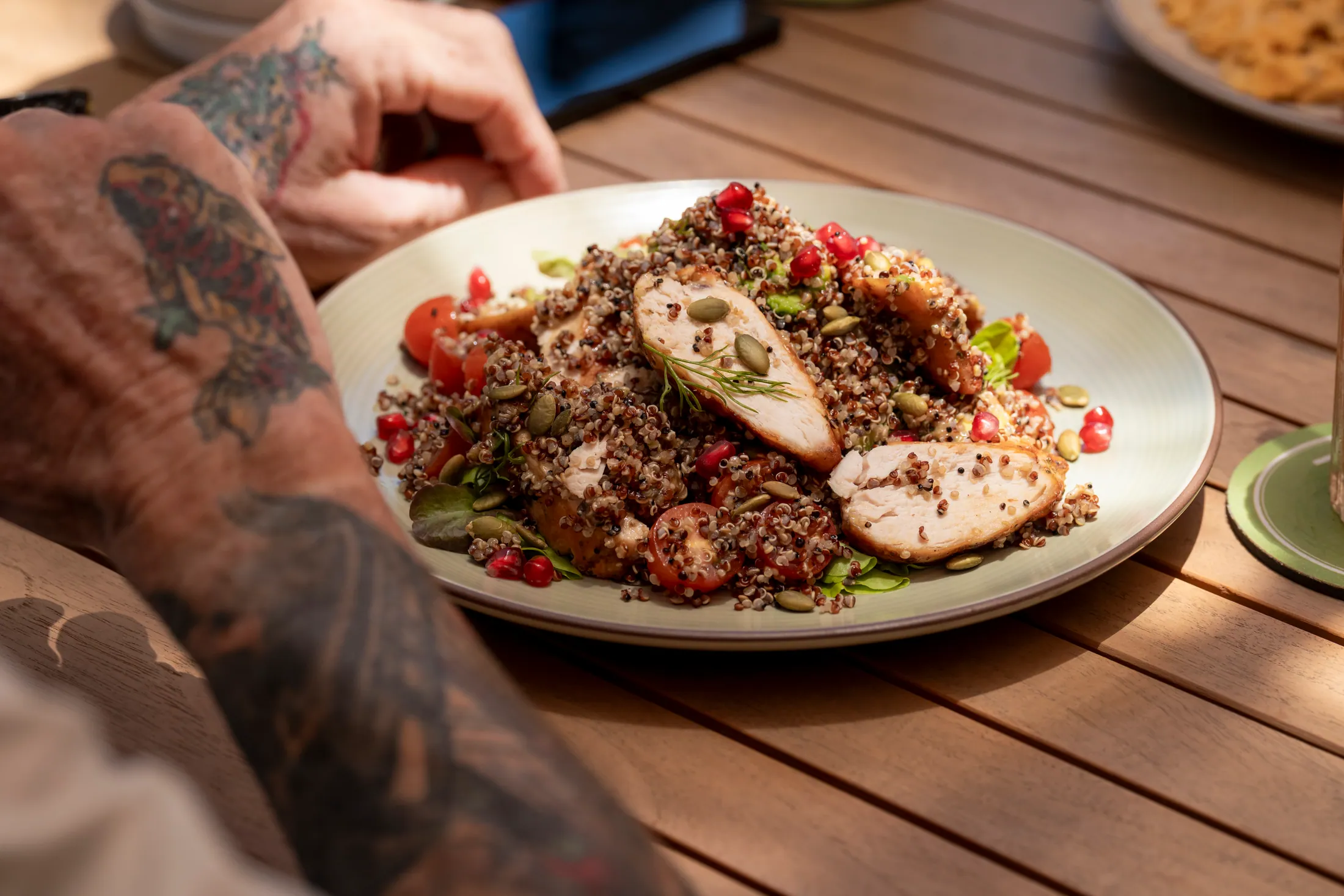 Balanced chicken and quinoa plate at NOURISH