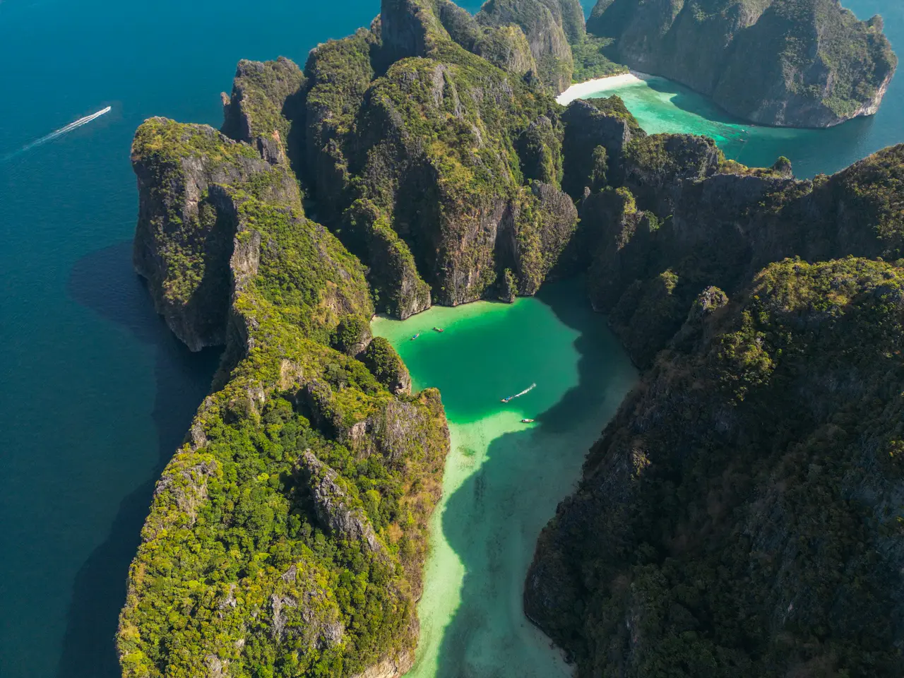 Aerial view of the Phi Phi Islands in Phuket